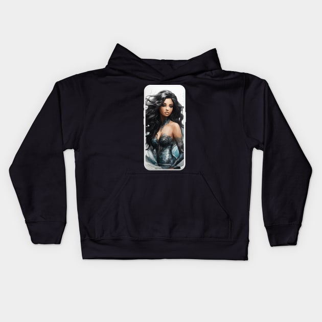 Beautiful Black Mermaid in Phone Kids Hoodie by MGRCLimon